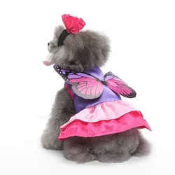 Pet Dog Halloween Costume Funny Dog Cat Butterfly Fairy Dress With Detachable Wing Pet Clothing Party Dress Cosplay Costume