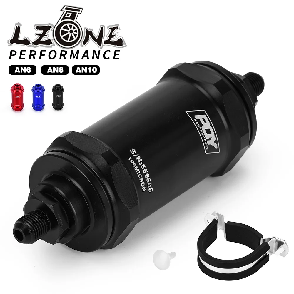 PQY AN6 / AN8 / AN10 Inline Fuel Filter 100 Micron Stainless steel element PQY sticker