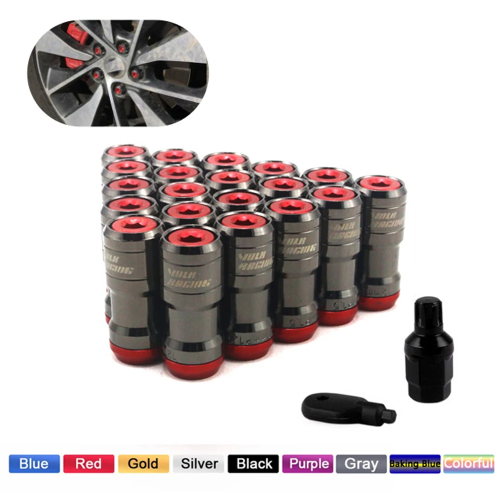 

20Pcs/Set Racing Concealed Heptagon Formula Steel Wheels Lock Lug Nuts Acorn Rim Close End M12x1.25 M12x1.5