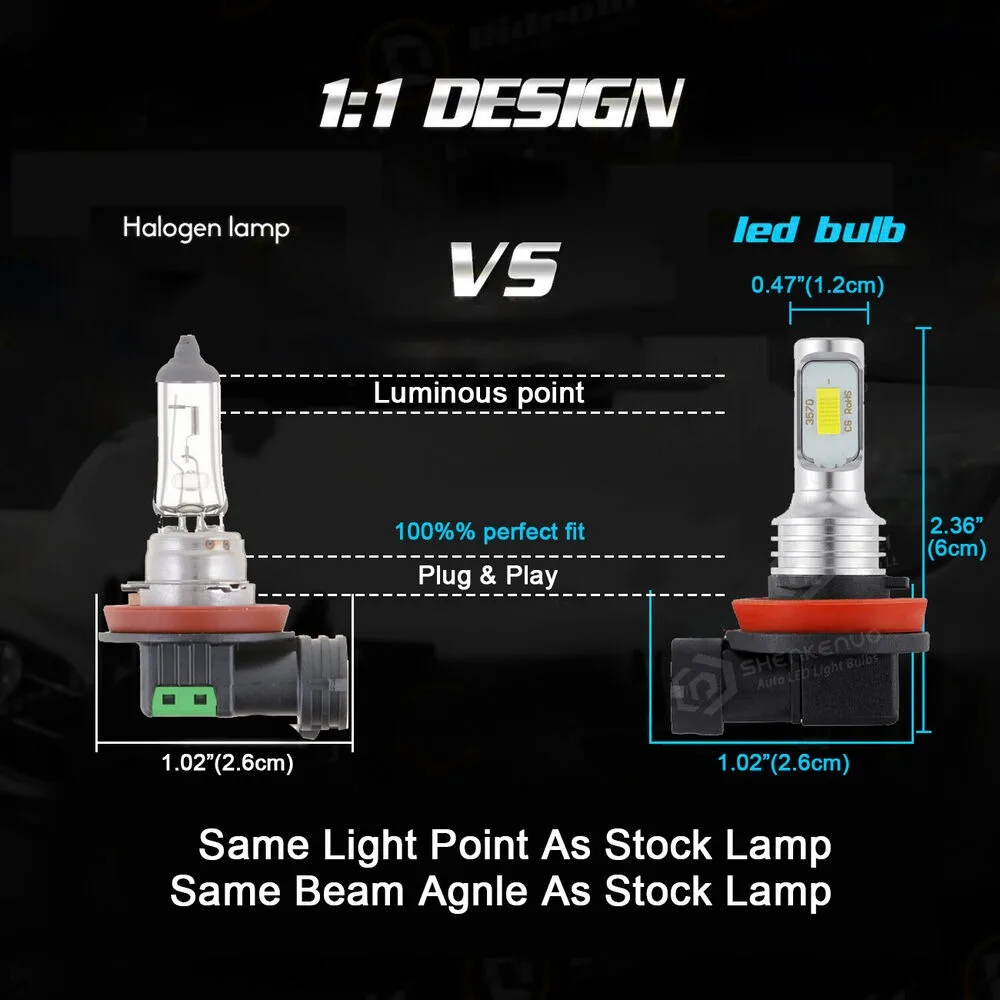 LED Light LED Bulb LED Fog Light LED Headlight Fog And Headlight Bulbs 2Pcs H8 H9 H11 LED Fog Lamp Car Fog Light Bulbs Auto Motorcycle Headlight Driving Running Lamps 12V 24V 6000K 3000K 12000K