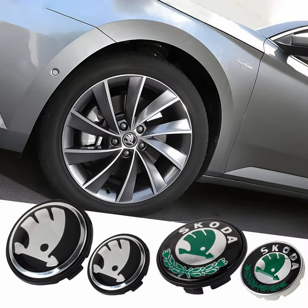 3d 56mm 65mm For Skoda Car Emblem Wheel Hub Center Cap Badge Covers Sticker Decals Styling Accessories Emblem Replacement 4pcs wheel center caps,wheel center hub cap sticker