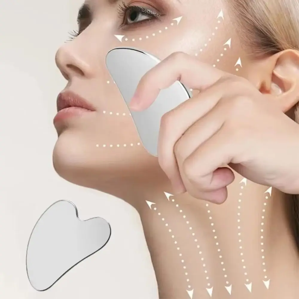 Durable Stainless Steel Gua Sha Scraper Heart Shape Universal Guasha Massage Tool Face Massager for Facial Beauty Eye Massage