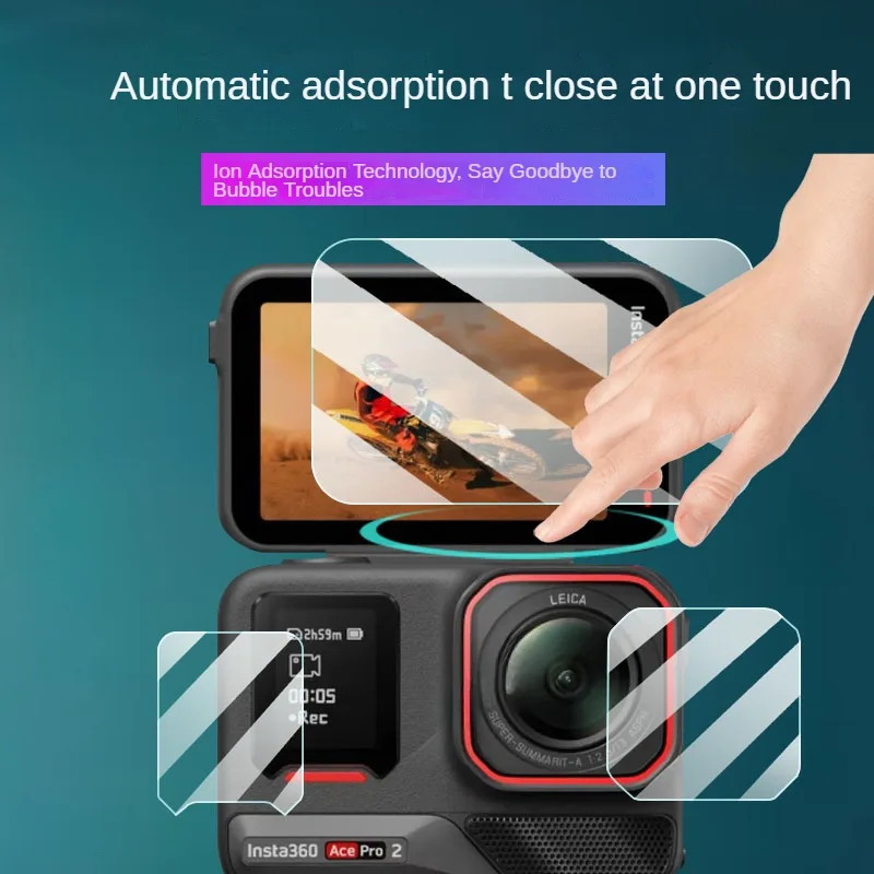 Pellicola Vetro Temperato Per Insta360 Ace Pro - 9H Durezza, Anti-Graffio, 3+3 Pezzi, Facile Applicazione - Foto 2