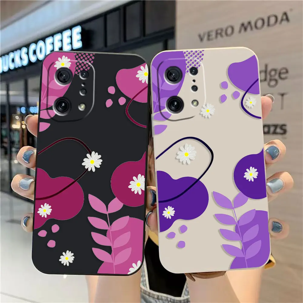 Custodia Per Oppo Oppo Find X5 X6 X3 X2 Realme 5 6 X7 X50 Reno Ace 2 4G 5G Pro Cover Funda Cqoue Shell Capa Red Purple Flowers