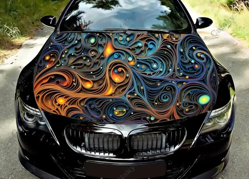 

Абстрактные декоративные цветочные виниловые наклейки на капот автомобиля, виниловая пленка, наклейки на крышку двигателя, автомобильные аксессуары