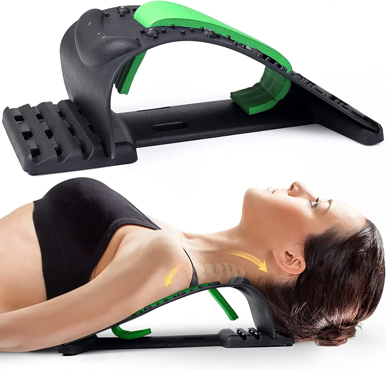 4-Level Adjustable Back Stretcher Back Massager Lumbar Cervical Spine ...