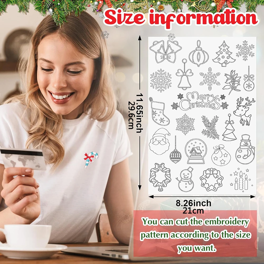Lychee Life 2-Piece/set Christmas Combination Water-Soluble Embroidery Stabilizer Embroidered Back Diy Process Production