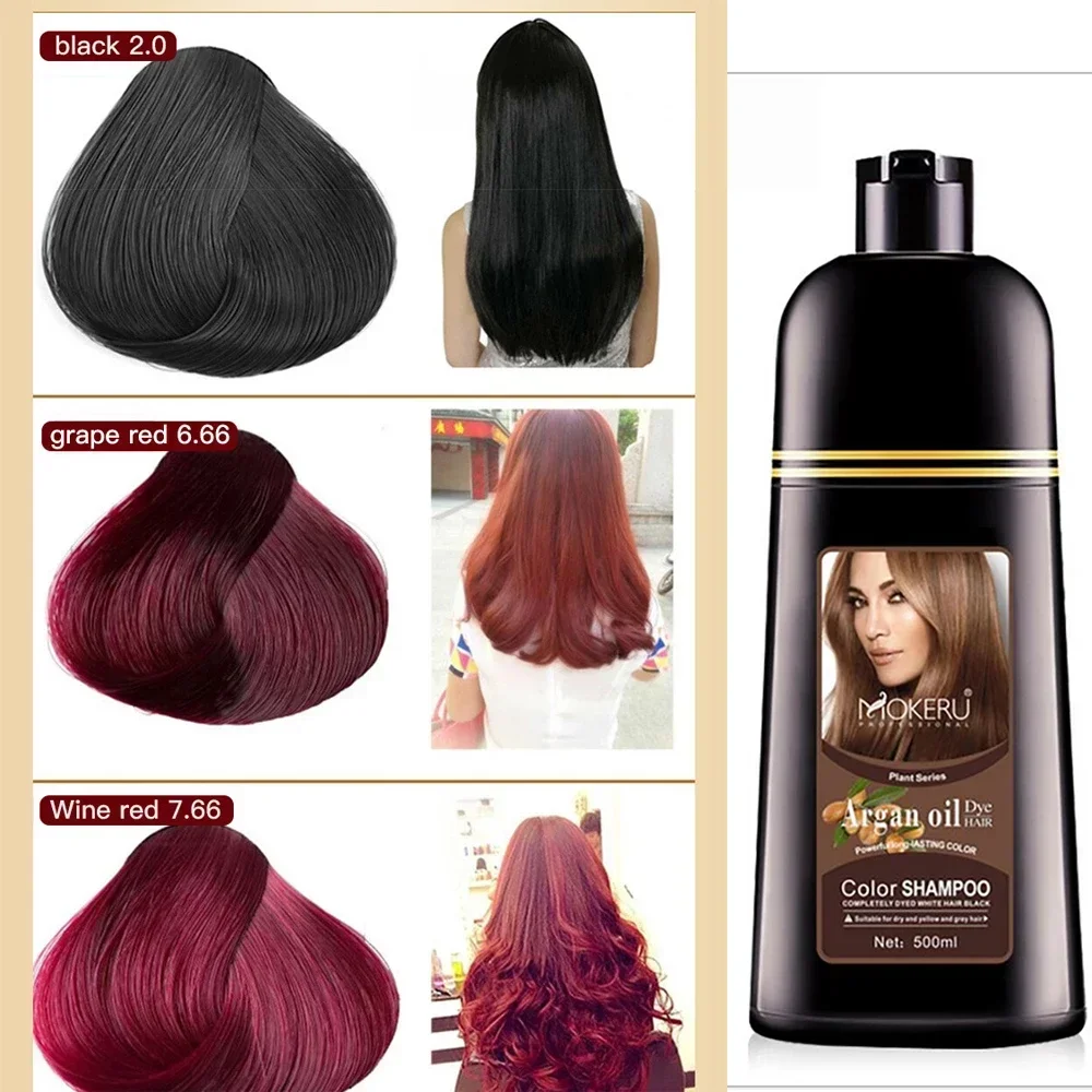 Mokeru Organic Natural Fast color Hair Dye Only 5 Minutes Noni Plant Essence Black Hair Color Shampoo For Cover Gray White Hair 2