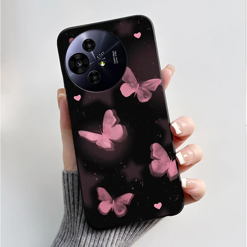 Soft Silicone Black Shell Cover with Cute Flower Design
