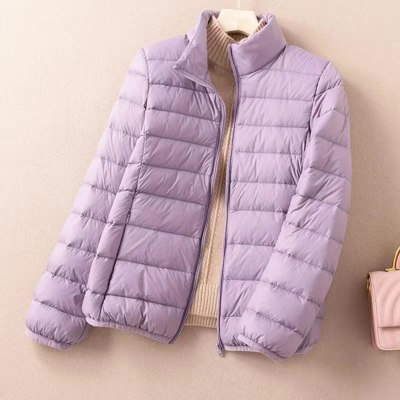 New Autumn Winter Women Ultralight 90% Down Jackets 2023 New Puffer Duck Feather Coats Slim Warm Parkas Solid Portable Outwear women white duck down coats 2023 new autumn female ultra light puffer feather jackets windproof collarless winter outerwear