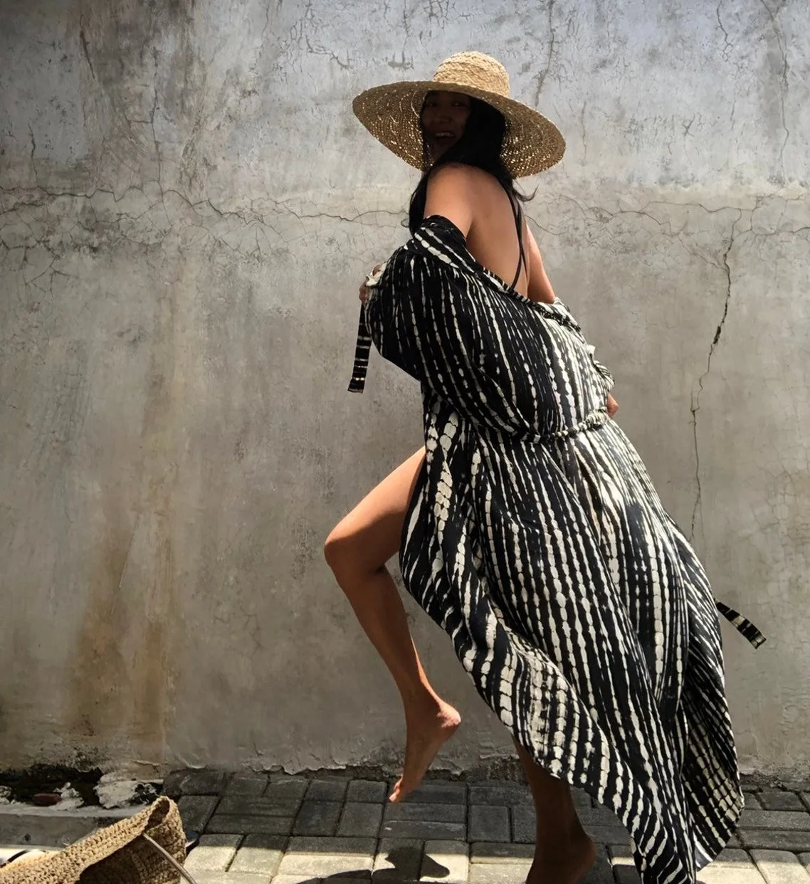 2023 Rayon Beach Smock Maxi Dress Elegant Fashion Holidays Party Female Long Dress Tie-Dye Batwing Sleeve​ Bohemian Sundress New