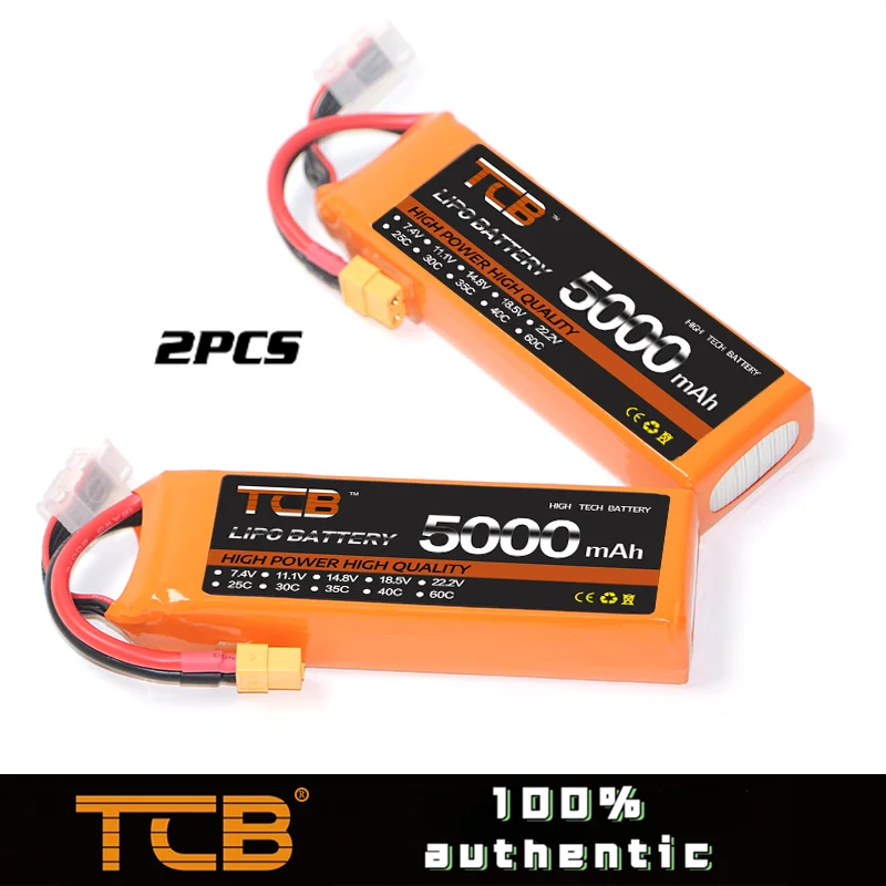 

2PCS TCB 2S 3S 4S 5S 6S Lipo Battery 7.4V 11.1V 14.8V 22.2V 1500 2200mah 5000mah 6000mah 50C 60C RC Airplane FPV Drone Car Parts