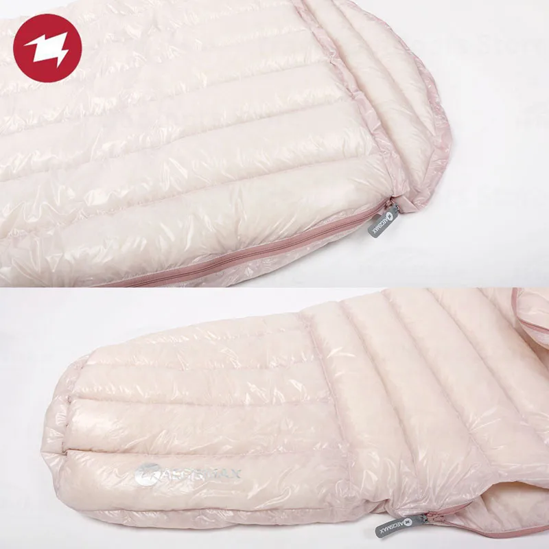 Sacco A Pelo AEGISMAX Serie D Mummia Ultraleggero 90% Piuma D'Anatra - Campeggio