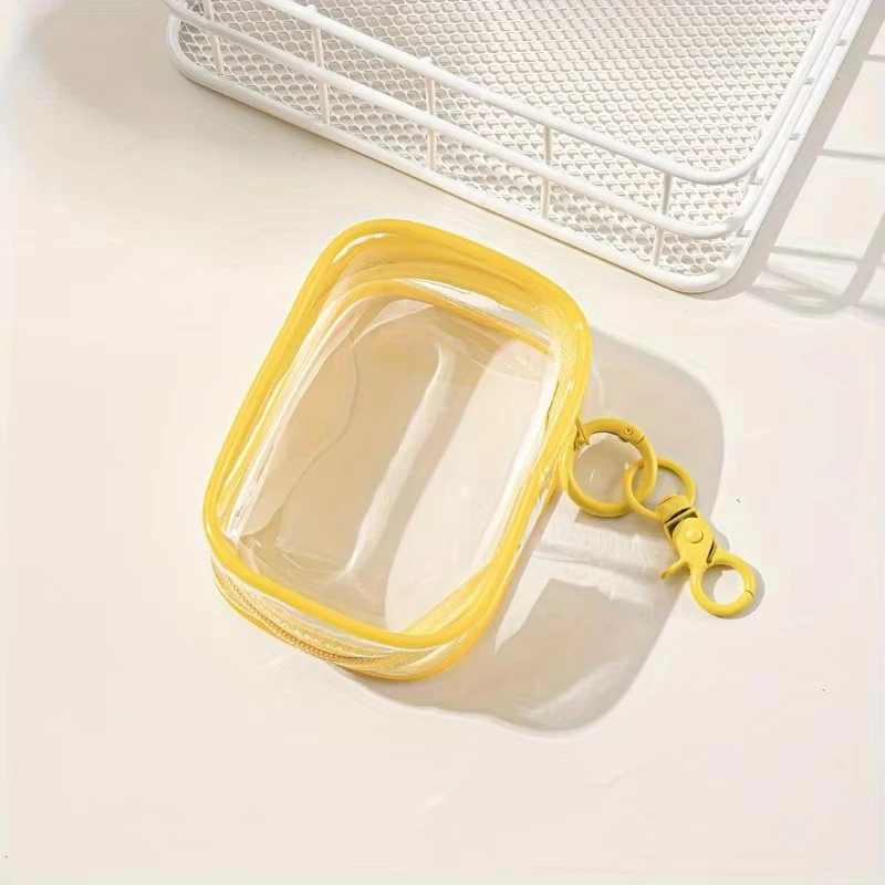 Compact Transparent Zippered Storage Bag - Multifunctional Organizer for Travel Accessories with Keychain