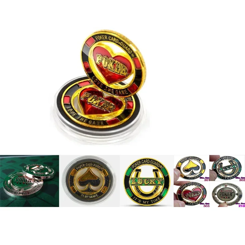 1Pcs Metal Chip Table Games Accessories Double Sided Hollowed Out Design Texas Poker Press Gift Commemorative Golden Lucky Coin