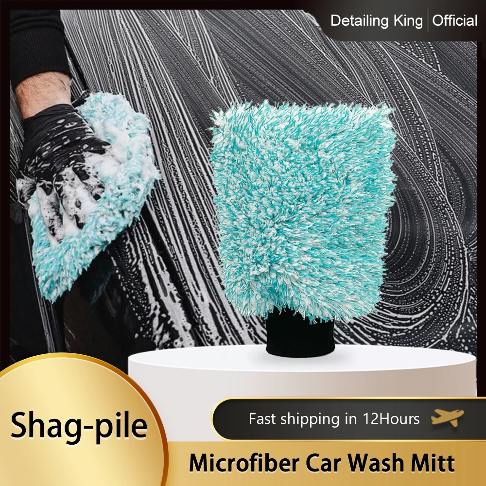 DetailingKingPlushCarWashMittMicrofiberThickCarCleaningMitts