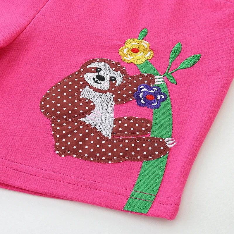 Baby Girls Children's Clothing Summer Embroidered Cartoon Monkey Short Pants Cotton 2-7 Years