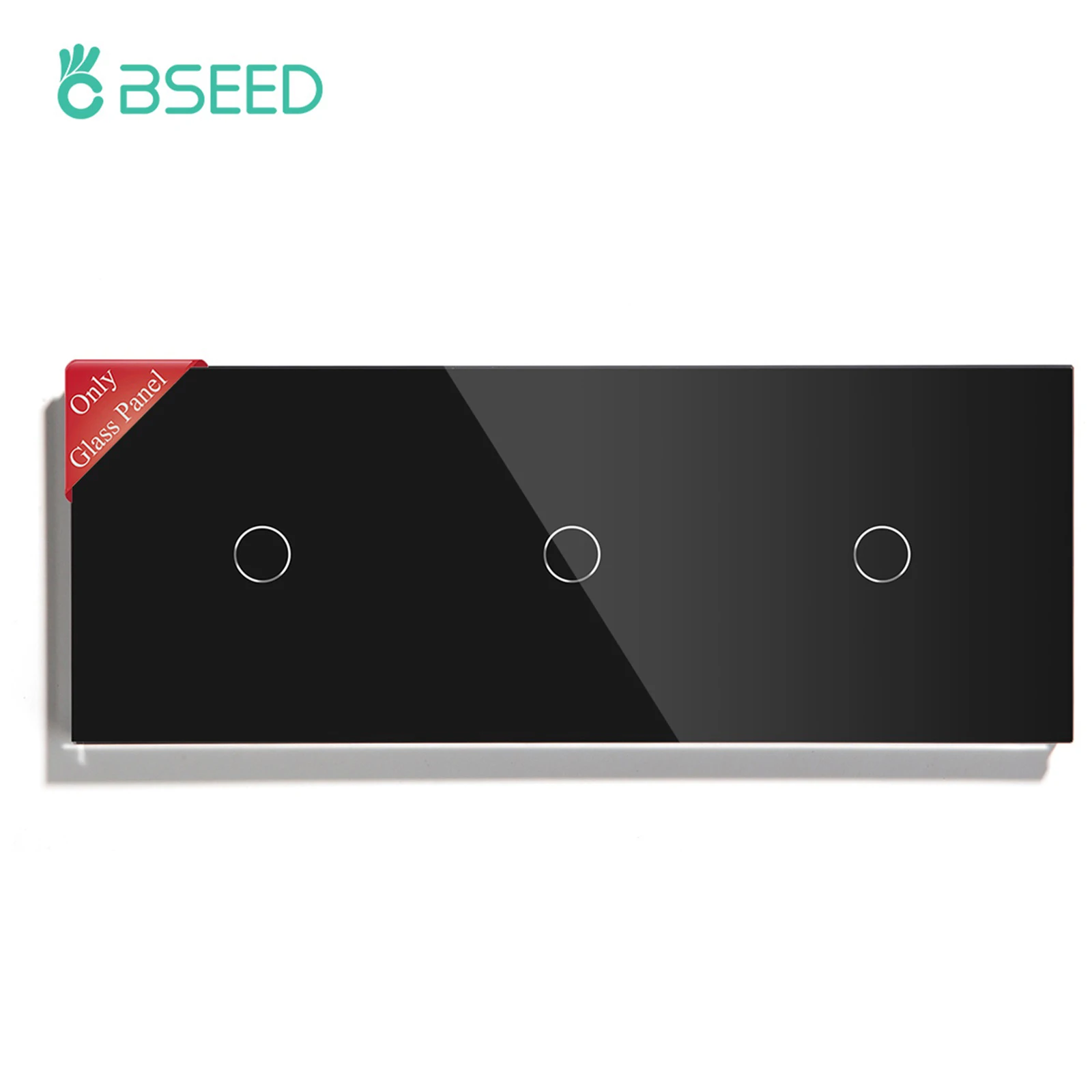 Bseed Triple Painel de Vidro Apenas 288 mm Triplo 3gang Branco Preto Gloden para Interruptor de Parede Função Parte Faça Você Mesmo com Quadro de Metal
