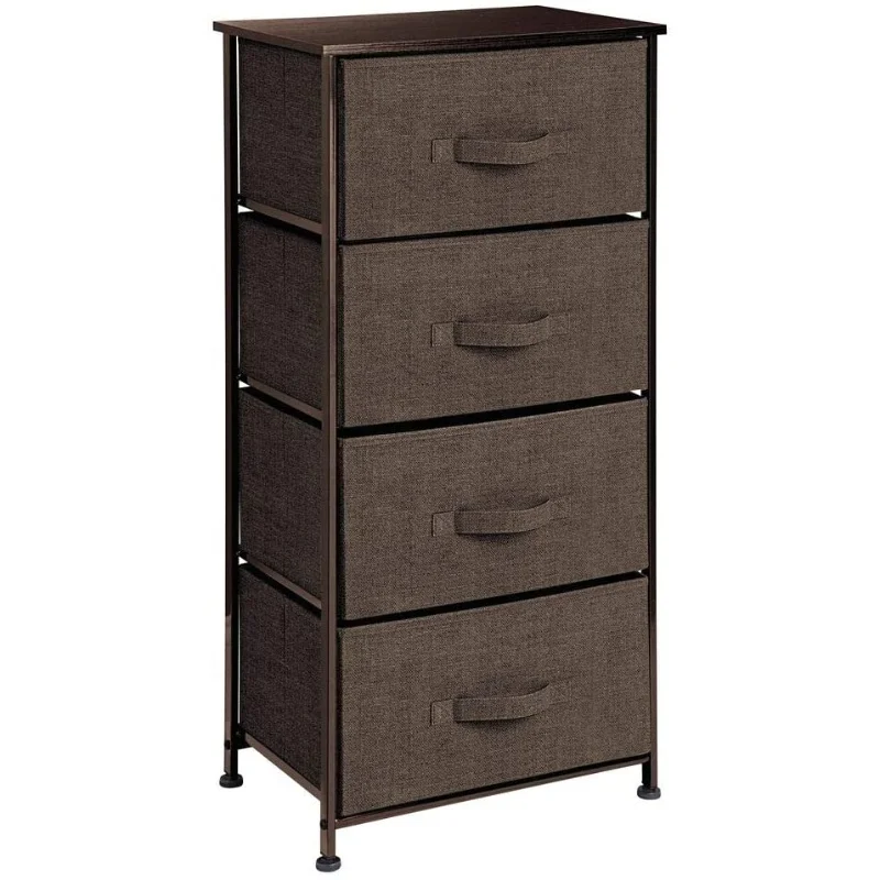 

Wood Top Storage Cabinet for Home, Woven Storage, Rolling Organizer, 4 Drawer, Top