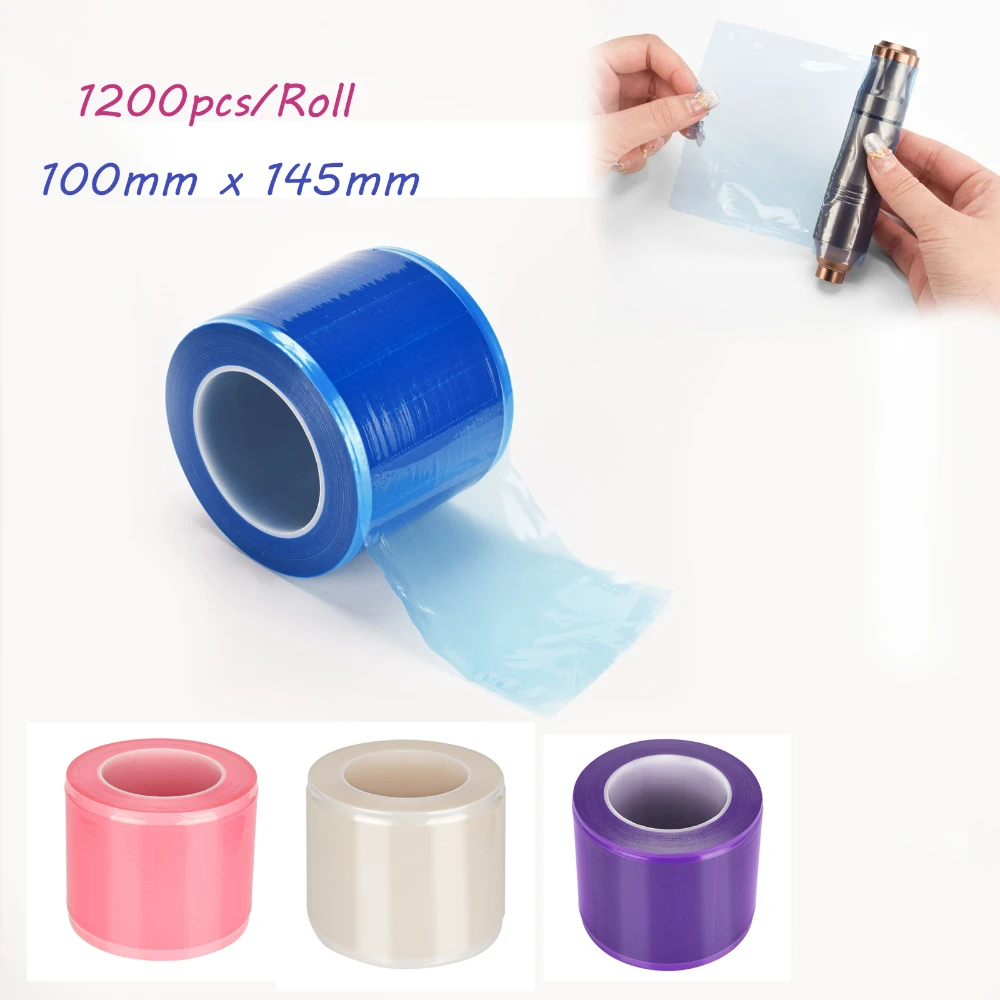 1200Pcs/Roll Disposable Tattoo Protecting Film Machine & Power Cover Bags Screen Protector Pouches Barrier Film Roll 10*14.5CM dustproof clothing covers clothes dust cover coat suit dress protector hanging garment bags phrase letter print closet organizer