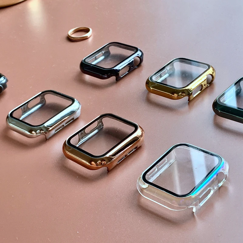 Sleek Plated Apple Watch Case with Glass & Bumper Screen Protector