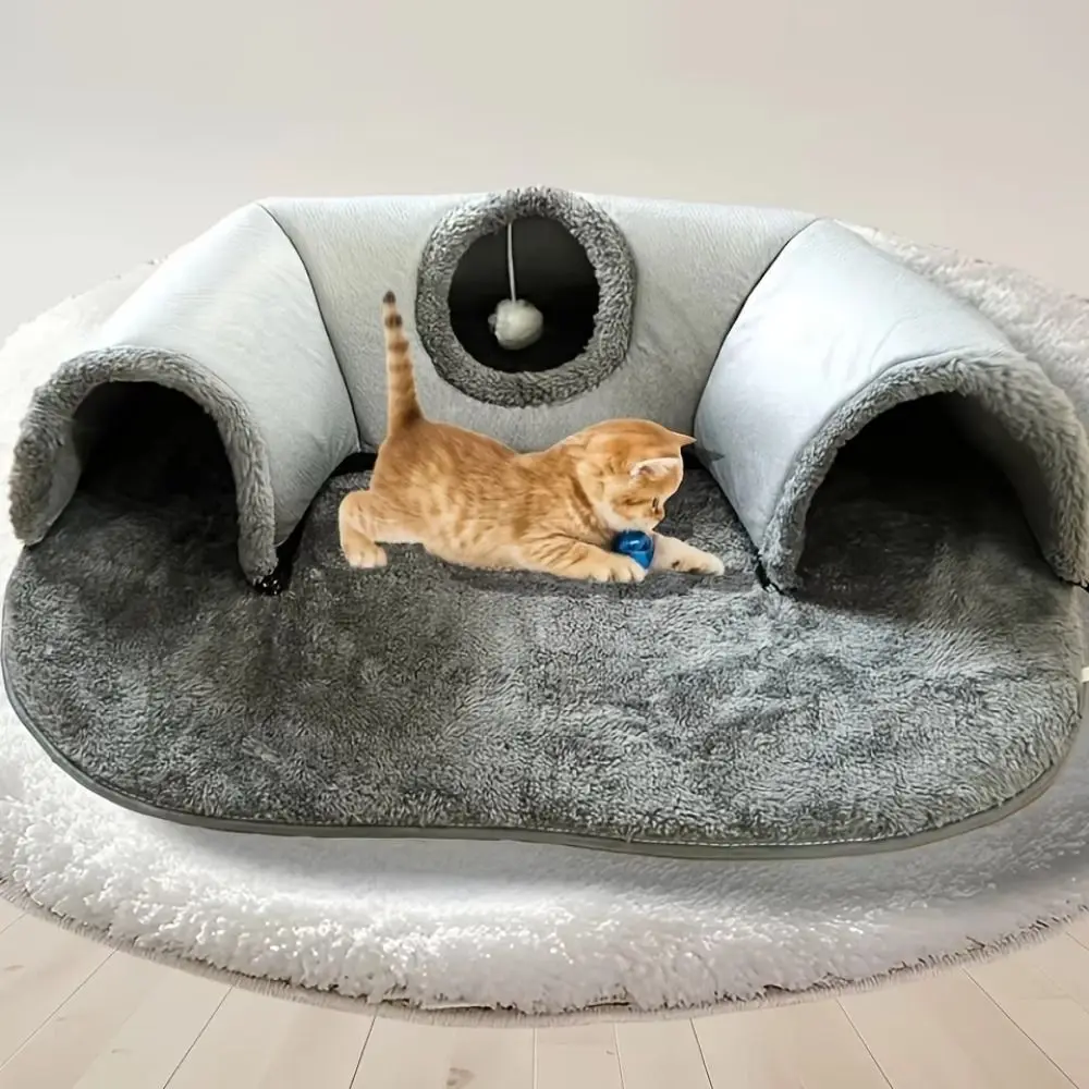 Cama de túnel para gatos con Base antideslizante cálida