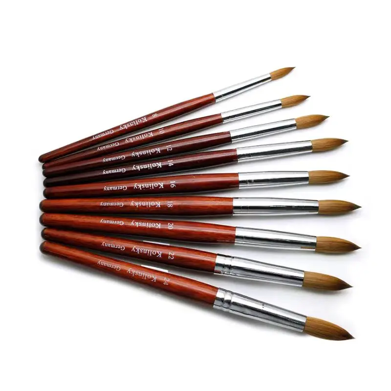 Good Quality Nail Art Mink Brush Wood Handle Gel Build Manicure Drawing Tools Kolinsky Acrylic Dotting Painting Brushes 1Pcs 3
