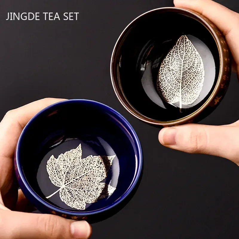 1Pc Chinese Exquisite Ceramic Teacup Handmade Scripture Master Cups Boutique Tea Bowl Meditation Cup Retro Tea Set Accessories