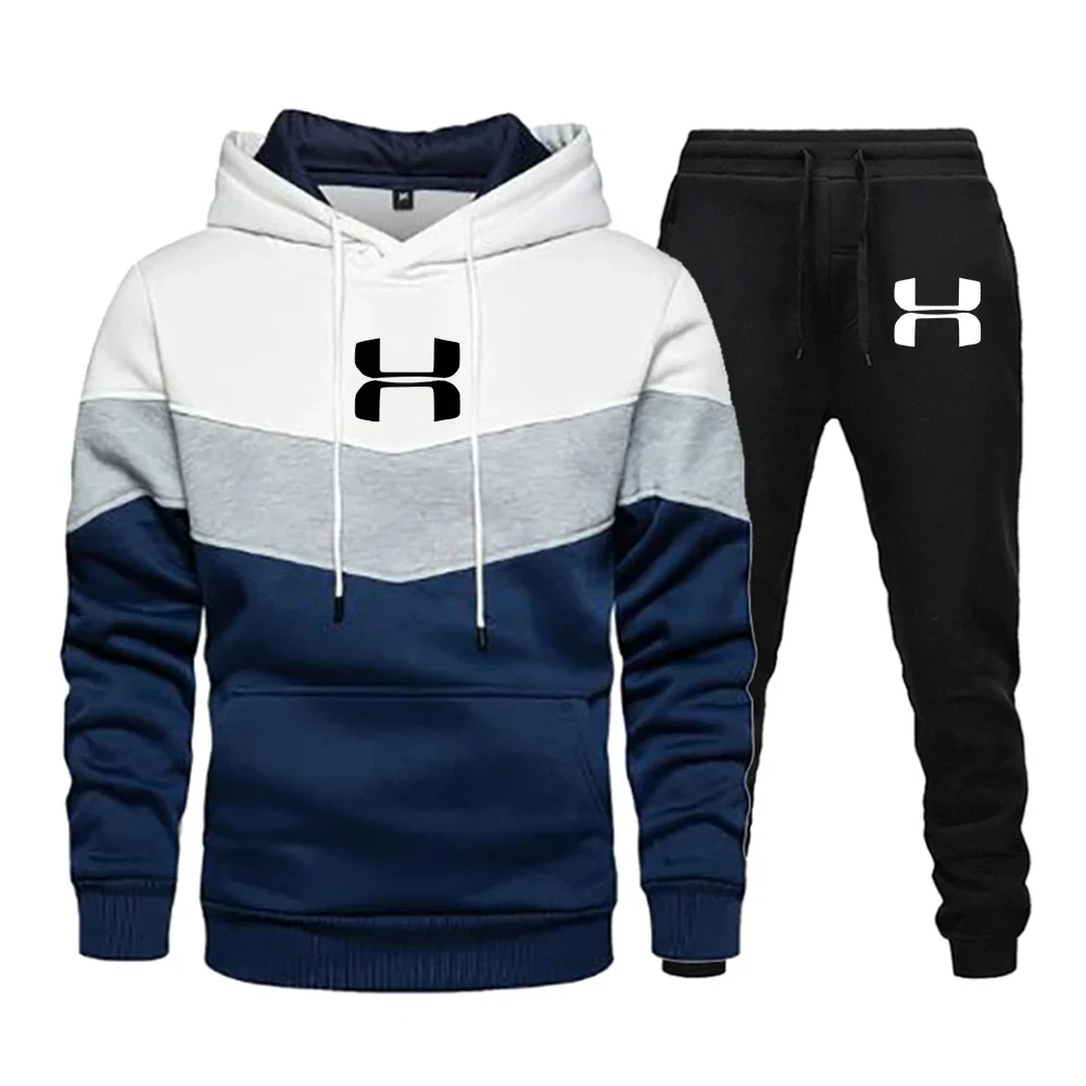 

2023 New Fashion High Quality Men's Sports Wear Striped Hoodie+Sports Pants 2-piece Set for Autumn/Winter Casual Jogging