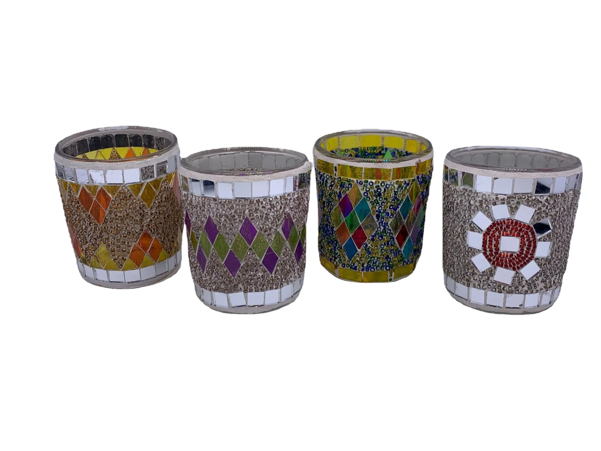 Euro Colorful Mosaic Candle Holder Cafe Home Table Dinner Decorative Candlestick Wedding Christmas Supply Candle Cup 6.2cm*5.2cm candle holders