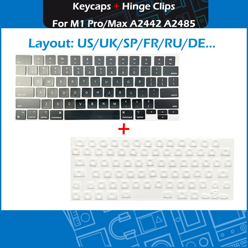 

Laptop A2442 A2485 Keycaps Scissor Clips set For Macbook Pro 14" 16" M1 Pro/Max 2021 Key Cap Keys with Hinges