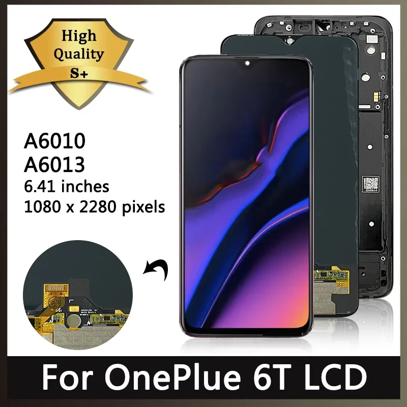 Originale per OnePlus 6T Schermo di Ricambio per OnePlus 6T Schermo LCD A6010 A6013 Display LCD Touch Glass Digitizer Kit di Montaggio withTools (Nero