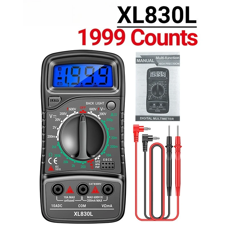 ANENG XL830L 디지털 멀티미터 고정밀 전압 전류 측정기 지능형 휴대용 소형 멀티미터 트랜지스터 데이터 홀드