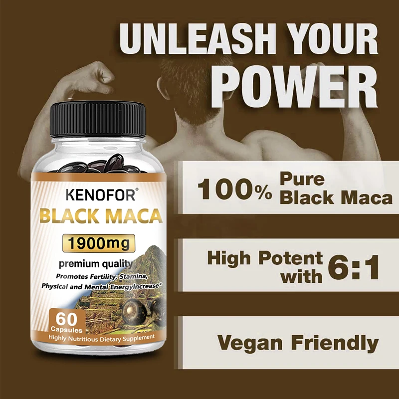 

Black Maca Root Extract High Potency 1900 mg - Helps improve endurance, athletic performance, energy, and muscle growth