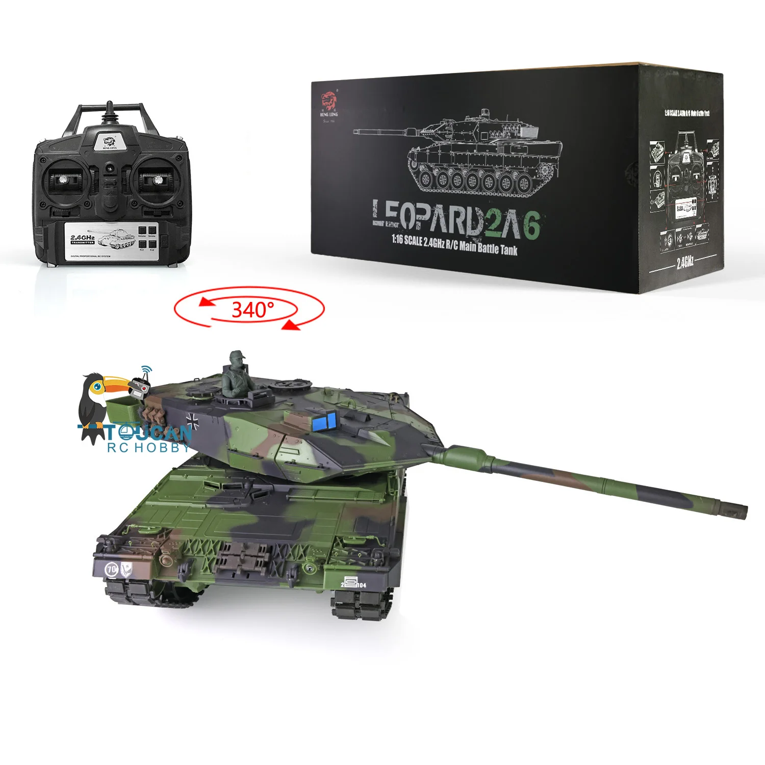 2.4Ghz Heng Long 1/16 Scale 7.0 Plastic Ver Leopard2A6 RTR RC Tank Model 3889 RC Panzer Vehicle TH17573 2