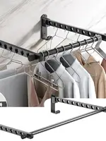 Wall Rack for Clothes Foldable Wall Drying Rack Wall Mounted Clothes Drying Hanger for Laundry Folding Indoor Laundry Hanger 2