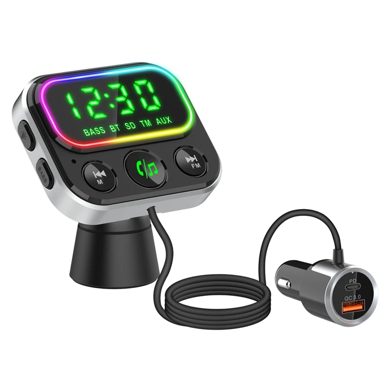 

FM Transmitter Bluetooth 5.0 Bluetooth Car Radio Transmitter Handsfree Car Kit QC3.0 USB Carcharger Support TF AUX Input