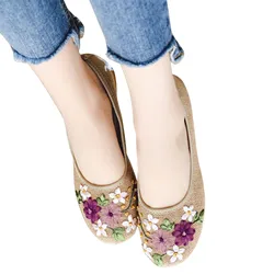 Cloth Shoes Women's Single Shoes Ribbon Linen Breathable Embroidery Women S Toe Flat Shoes Flat Shoes for Women Comfortable