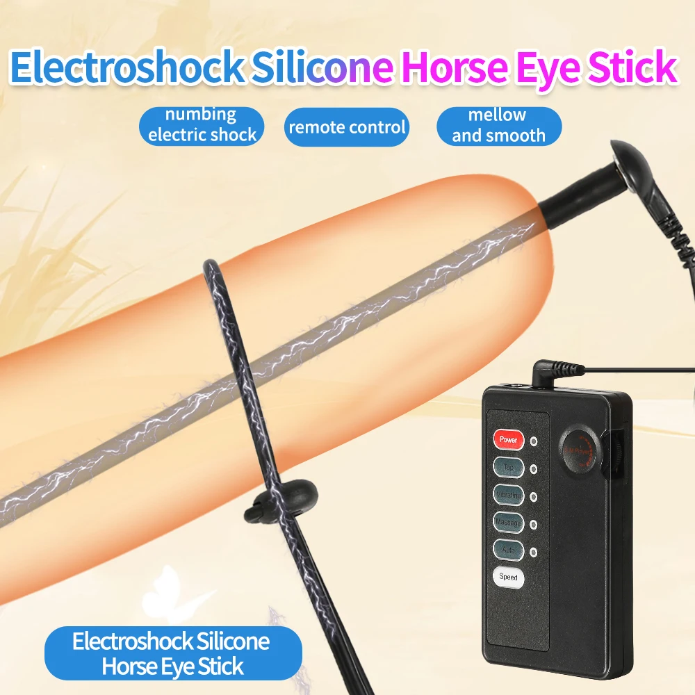 Penis Sex Toys Electric Stimulation Urethral Dilator Shock Horse Eye Rod Silicone Penis Plug Man Masturbation Set Delayed Ejaculation