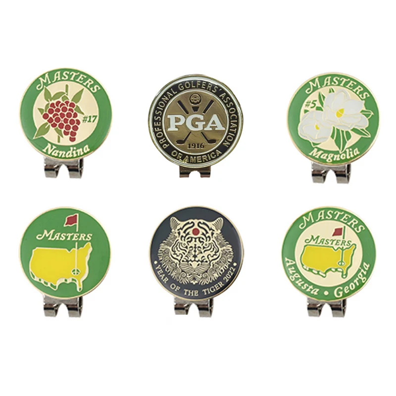 Golf Cap Clip Mark w Magnetic Mark Golf Ball Position Hat Clip Removable Metal Ball Marker Accessories Pack 6 Pcs, golf ball mark,golf hat clip