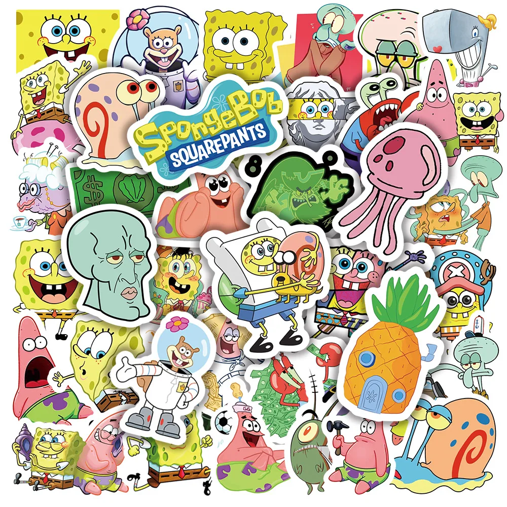 

50 Cartoon Spongebob Squarepants Stickers Cute Pie Star Stickers Suitcase Animation Graffiti Stickers Wholesale Kawaii