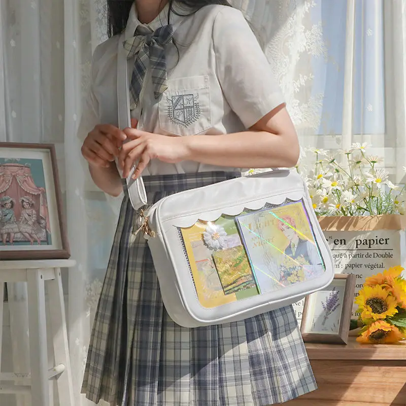 

Japanese Lolita Sweet Girl JK Uniform Y2K Shoulder Crossbody Bag Fashion Transparent Brief Women Itabag Messenger Bag