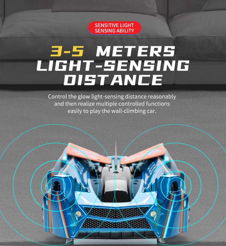 1pc light tracking sensor wall climbing car, will climb the wall of the remote control car, wall climbing land 2 modes, recharge 5