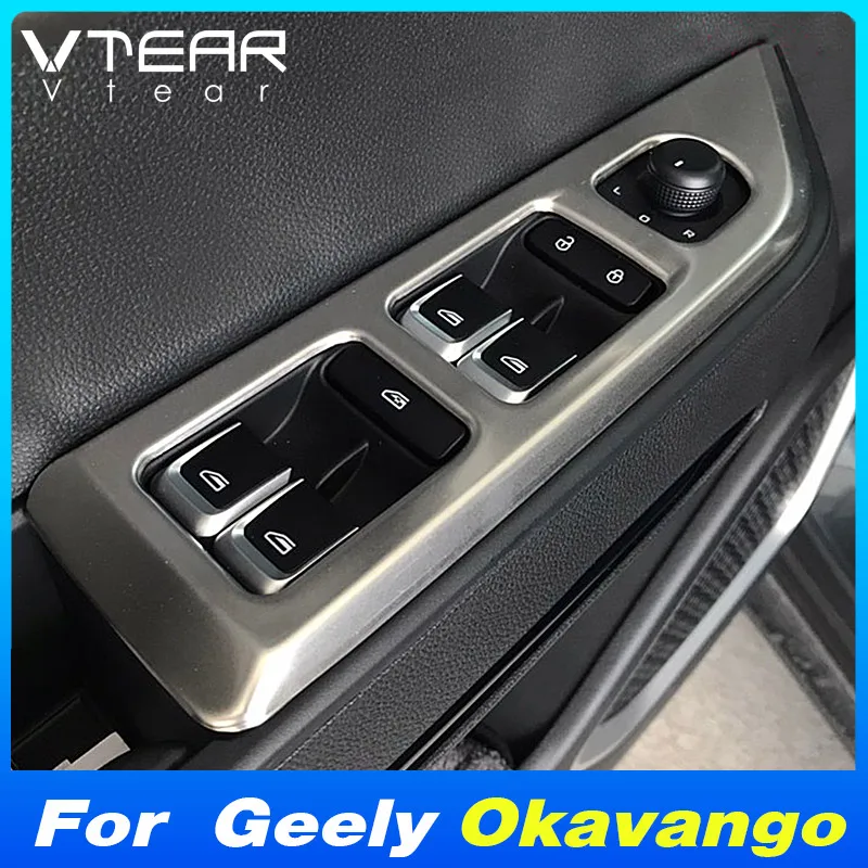 

Vtear Car Window Button Cover Trim Stainless Steel Glass Lifting Panel Styling Parts Accessories For Geely Okavango 2022 2023
