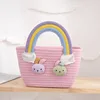 Cartoon rabbit decorative handbag Rainbow floral shoulder bags 2