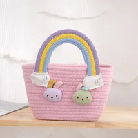 Cartoon rabbit decorative handbag Rainbow floral shoulder bags 2