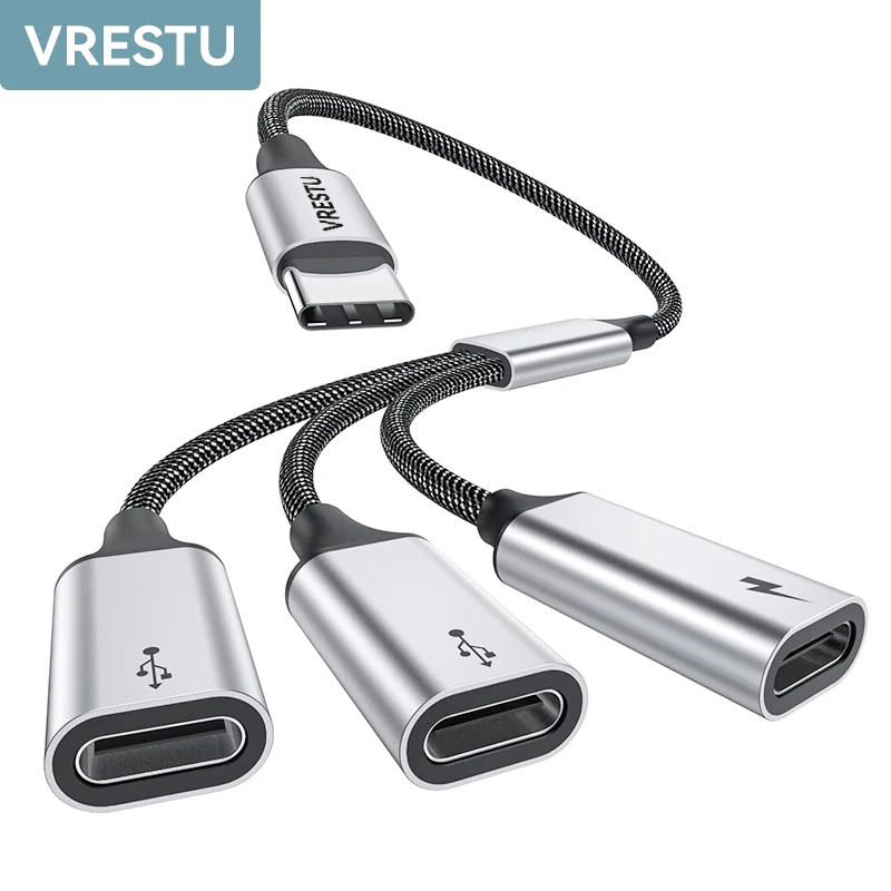 3 In 1 Usb C A Usb 2.0 Type-C Pd60W Dati Di Ricarica Rapida Adattatore Otg Dock Station Hub Per Samsung Pixel6 Ipad Macbook Chromecast Tv
