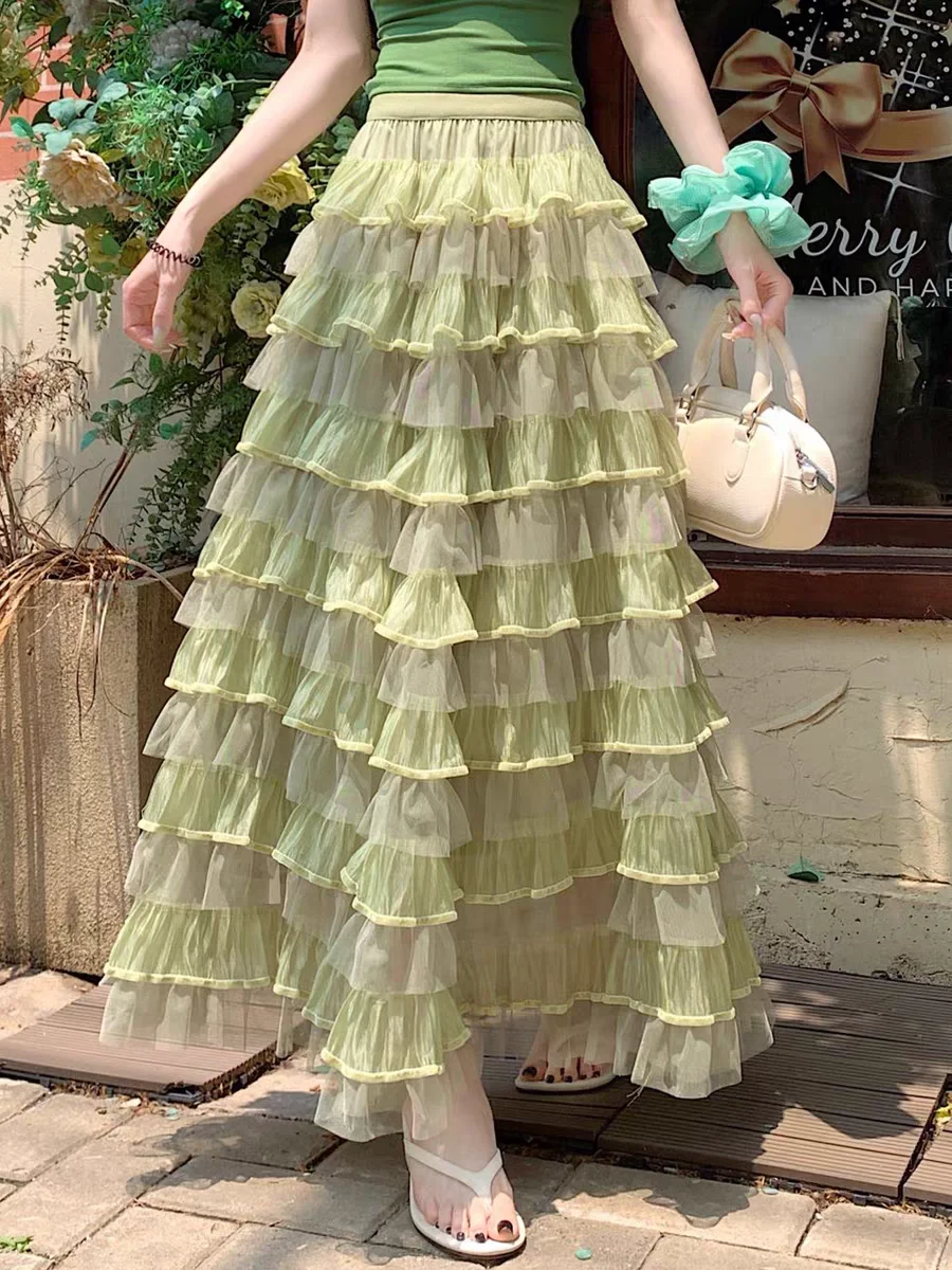 Elegant Flowy Tulle Skirt Flowy High Waist Tulle Maxi Skirt Women