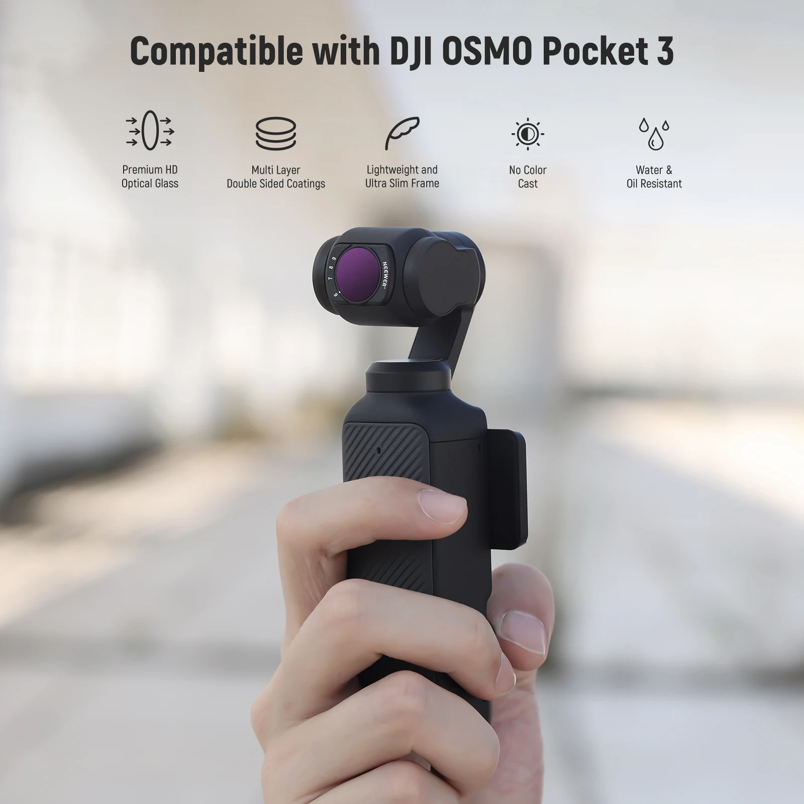 Neewer Magnetic Variable ND Filter Set For OSMO Pocket 3, 4 Pcs UV CPL ND2-32 N