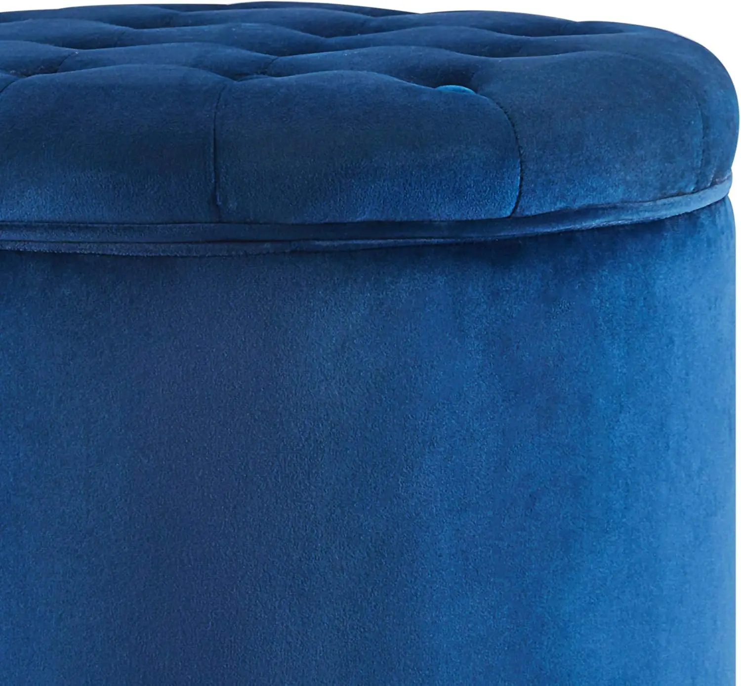 Modern Tufted Accent Storage Ottoman, Small Upholstered Button Circle Pouf Footstool with Lift Top, for Bedroom Living